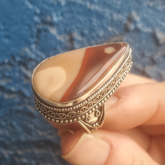 New Mookaite Jasper 925 Silver Statement Ring. - Picture 5 of 16